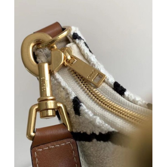 Replica Borsa Celine media con cinturino Ava in tessuto con crema Celine all-over e pelle di vitello
