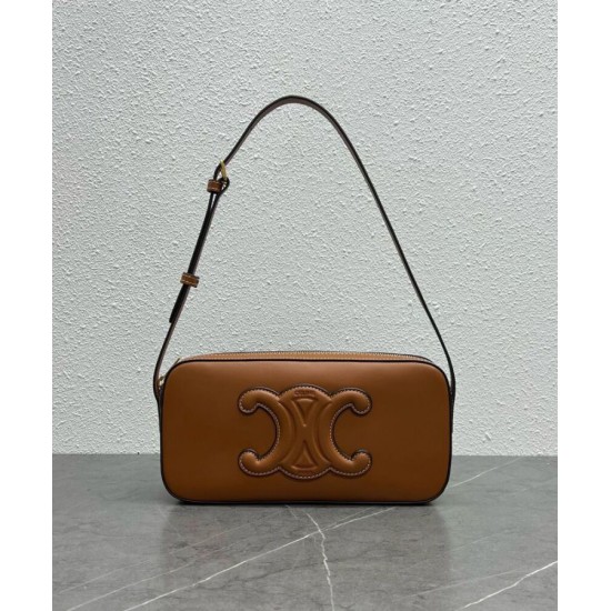 Replica Celine Camera Borsa A Spalla Cuir Triomphe In Pelle Di Vitello Liscia Caffè
