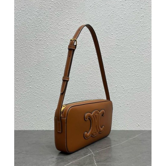 Replica Celine Camera Borsa A Spalla Cuir Triomphe In Pelle Di Vitello Liscia Caffè