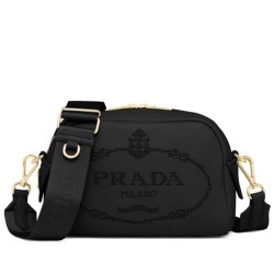 Borsa a tracolla in pelle Prada 1BH187 nera