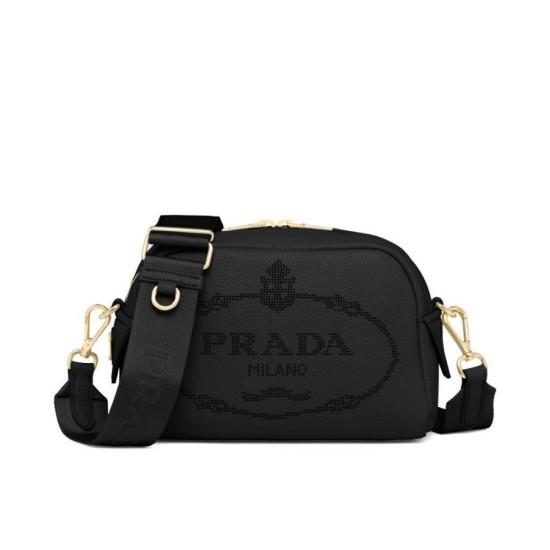 Replica Borsa a tracolla in pelle Prada 1BH187 nera