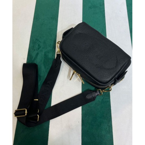 Replica Borsa a tracolla in pelle Prada 1BH187 nera
