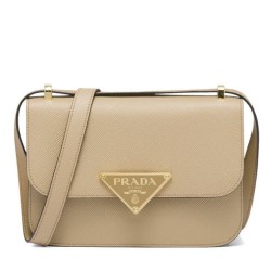 Borsa a spalla Prada Saffiano Albicocca