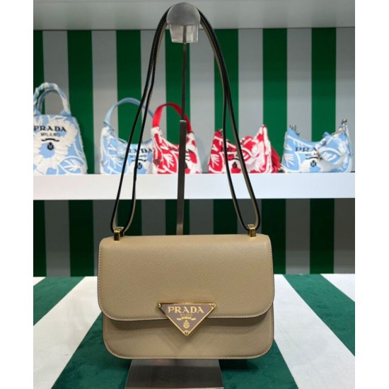 Replica Borsa a spalla Prada Saffiano Albicocca