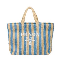 Prada Borsa tote grande in rafia blu