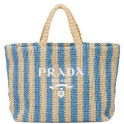 Prada Borsa tote grande in rafia blu