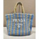 Replica Prada Borsa tote grande in rafia blu Replica Prada Borsa tote grande in rafia blu