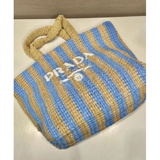 Replica Prada Borsa tote grande in rafia blu Replica Prada Borsa tote grande in rafia blu