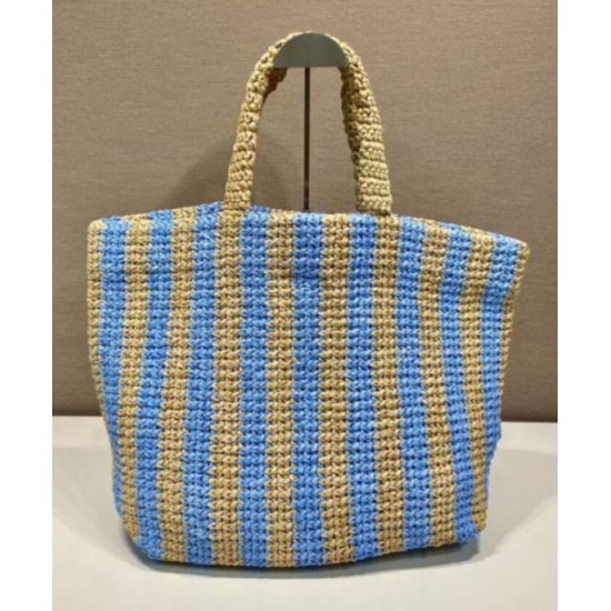 Replica Prada Borsa tote grande in rafia blu Replica Prada Borsa tote grande in rafia blu
