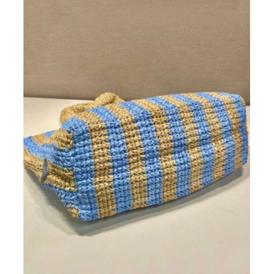 Replica Prada Borsa tote grande in rafia blu Replica Prada Borsa tote grande in rafia blu