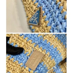 Prada Borsa tote grande in rafia blu