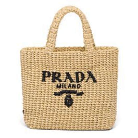 Replica Borsa tote Prada piccola in rafia Albicocca