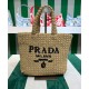 Replica Borsa tote Prada piccola in rafia Albicocca