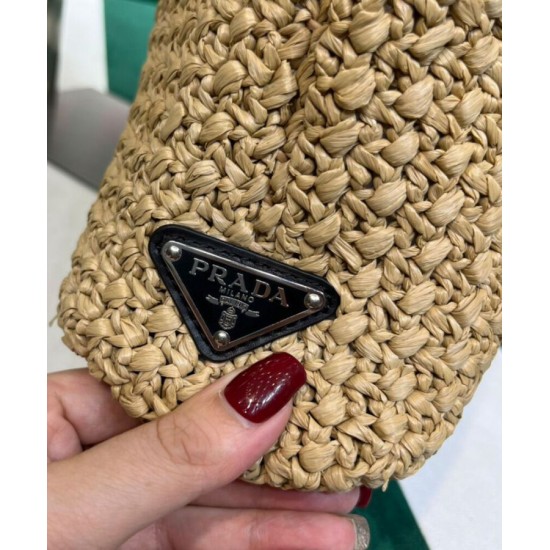 Replica Borsa tote Prada piccola in rafia Albicocca