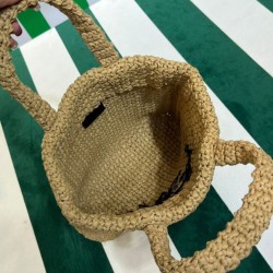 Borsa tote Prada piccola in rafia Albicocca