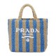 Replica Prada Borsa tote piccola in rafia blu Replica Prada Borsa tote piccola in rafia blu