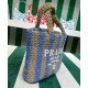 Replica Prada Borsa tote piccola in rafia blu Replica Prada Borsa tote piccola in rafia blu