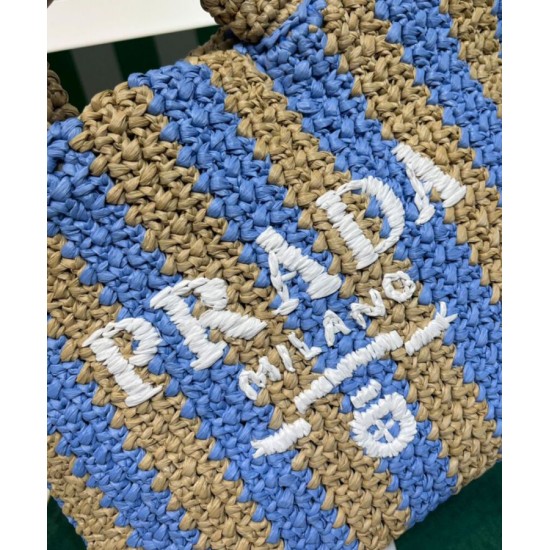 Replica Prada Borsa tote piccola in rafia blu Replica Prada Borsa tote piccola in rafia blu