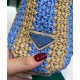 Replica Prada Borsa tote piccola in rafia blu Replica Prada Borsa tote piccola in rafia blu