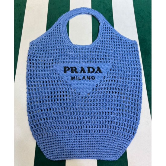 Replica Borsa tote in rafia Prada blu Replica Borsa tote in rafia Prada blu