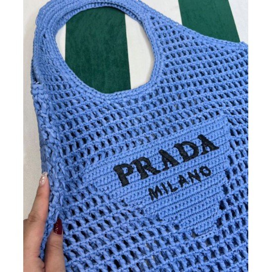 Replica Borsa tote in rafia Prada blu Replica Borsa tote in rafia Prada blu