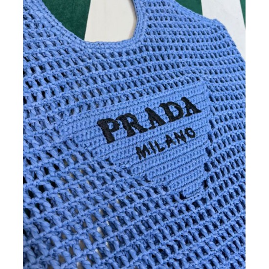 Replica Borsa tote in rafia Prada blu Replica Borsa tote in rafia Prada blu