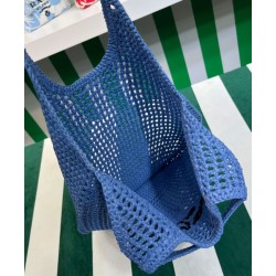 Borsa tote in rafia Prada blu