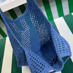 Borsa tote in rafia Prada blu