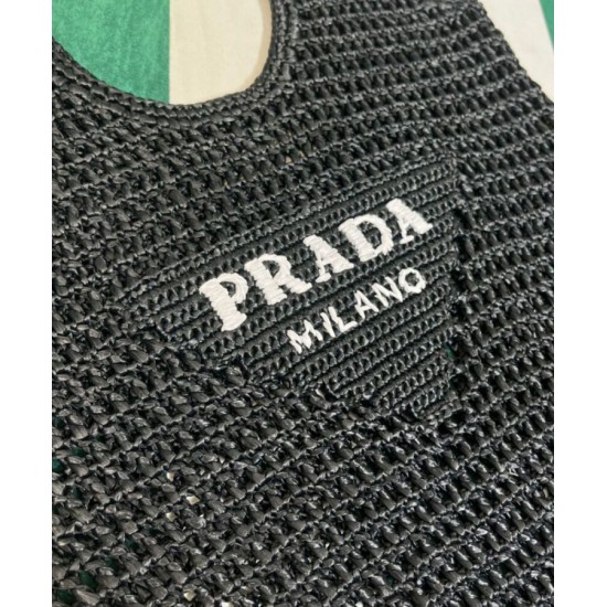 Replica Borsa tote Prada in rafia nera Replica Borsa tote Prada in rafia nera