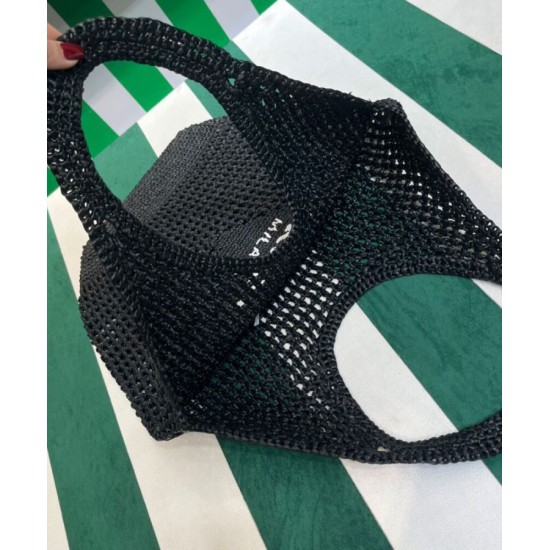 Replica Borsa tote Prada in rafia nera Replica Borsa tote Prada in rafia nera