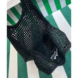 Borsa tote Prada in rafia nera