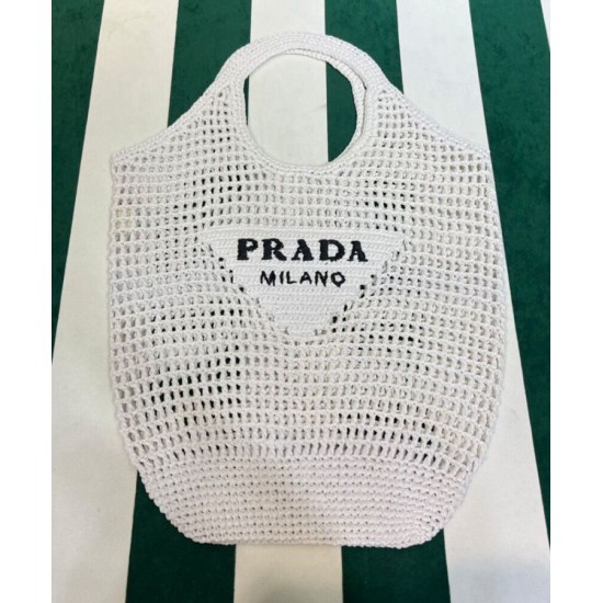 Replica Prada Borsa tote in rafia Crema Replica Prada Borsa tote in rafia Crema
