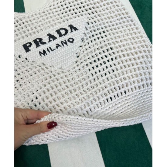 Replica Prada Borsa tote in rafia Crema Replica Prada Borsa tote in rafia Crema