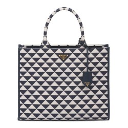 Prada Borsa grande in tessuto jacquard Prada Symbole blu