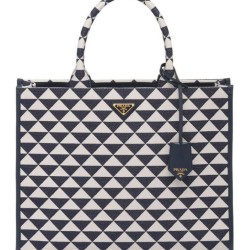 Prada Borsa grande in tessuto jacquard Prada Symbole blu