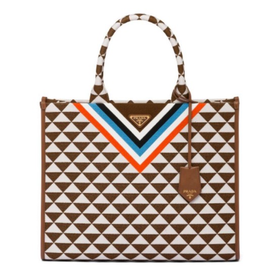 Replica Prada Symbole Borsa in Tessuto Jacquard Caffè Replica Prada Symbole Borsa in Tessuto Jacquard Caffè