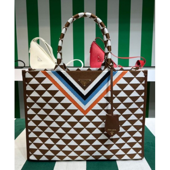Replica Prada Symbole Borsa in Tessuto Jacquard Caffè Replica Prada Symbole Borsa in Tessuto Jacquard Caffè