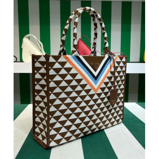 Replica Prada Symbole Borsa in Tessuto Jacquard Caffè Replica Prada Symbole Borsa in Tessuto Jacquard Caffè