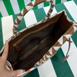 Prada Symbole Borsa in Tessuto Jacquard Caffè