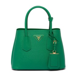 Mini Borsa Prada Doppia In Pelle Saffiano Verde