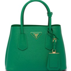Mini Borsa Prada Doppia In Pelle Saffiano Verde