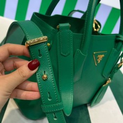 Mini Borsa Prada Doppia In Pelle Saffiano Verde