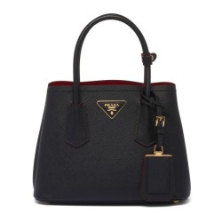 Mini borsa Prada Double in pelle Saffiano nera