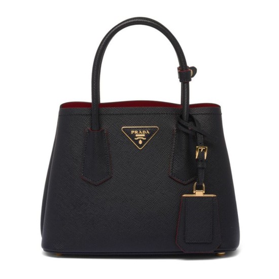 Replica Mini borsa Prada Double in pelle Saffiano nera Replica Mini borsa Prada Double in pelle Saffiano nera