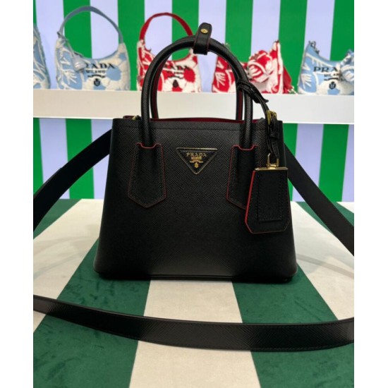 Replica Mini borsa Prada Double in pelle Saffiano nera Replica Mini borsa Prada Double in pelle Saffiano nera