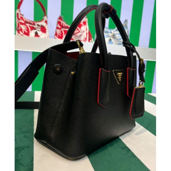 Replica Mini borsa Prada Double in pelle Saffiano nera Replica Mini borsa Prada Double in pelle Saffiano nera