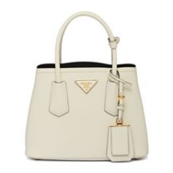 Mini Borsa Prada Doppia In Pelle Saffiano Crema