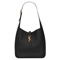 YSL Saint Laurent Le 5 A 7 Borsa Hobo Piccola Morbida In Pelle Liscia Nera