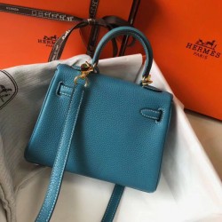 Borsa Hermes Mini Kelly 20cm Blue Jean