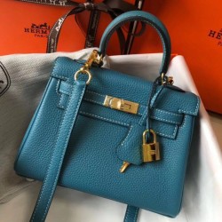 Borsa Hermes Mini Kelly 20cm Blue Jean